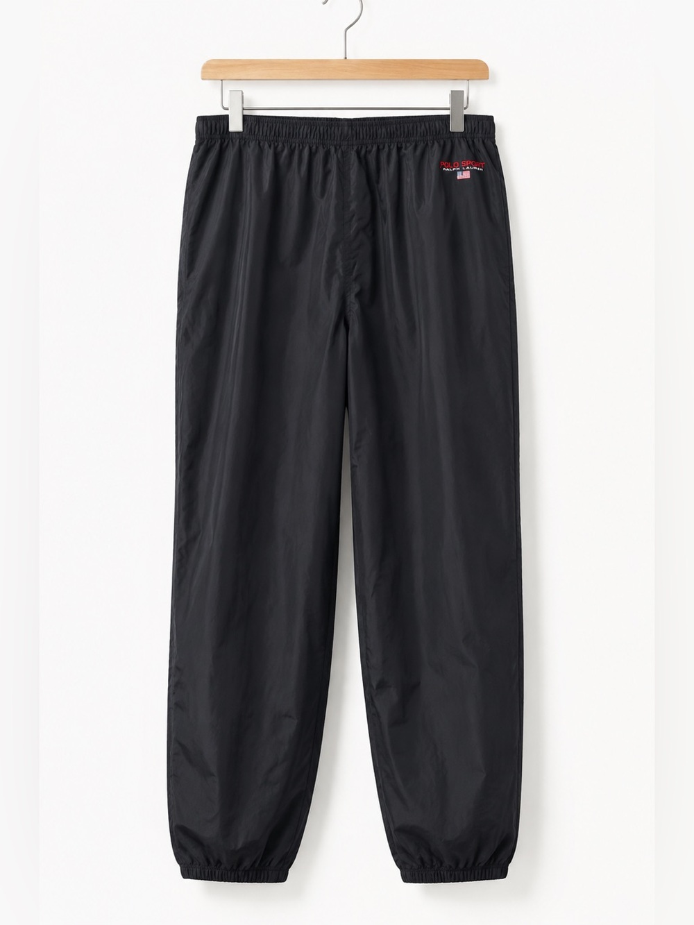 Vintage 90s Polo Sport Ralph Lauren Black Nylon Parachute Jogger Pants XL